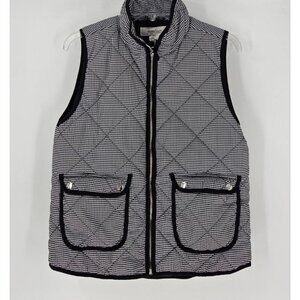 New Workshop Republic Clothing M White Black Geometric Zip Quilted Puffer Vest